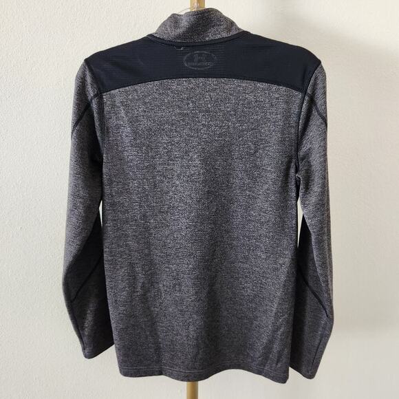Under Armour 1/4 Zip Pullover Fitted Coldgear Mens Size Small Gray Black - Picture 6 of 6